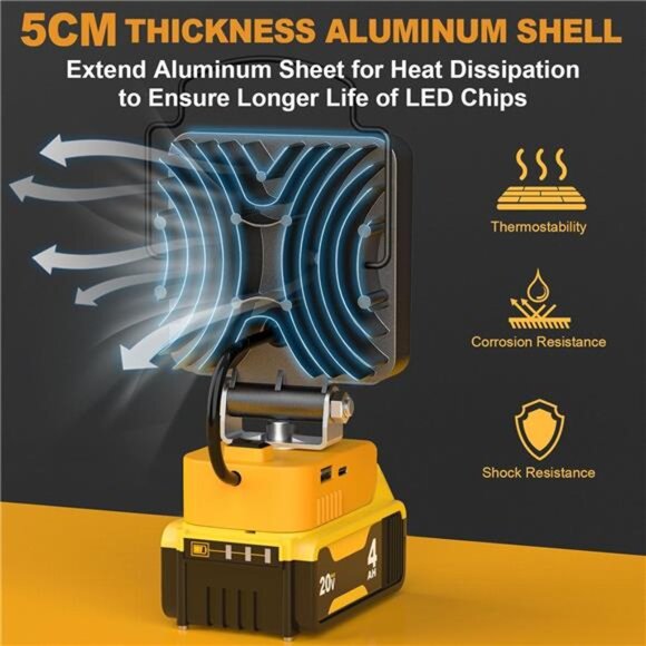 Cordless LED Work Light for Dewalt 18v 20v Battery, 48W 4800Lumens Underhood - Picture 4 of 7